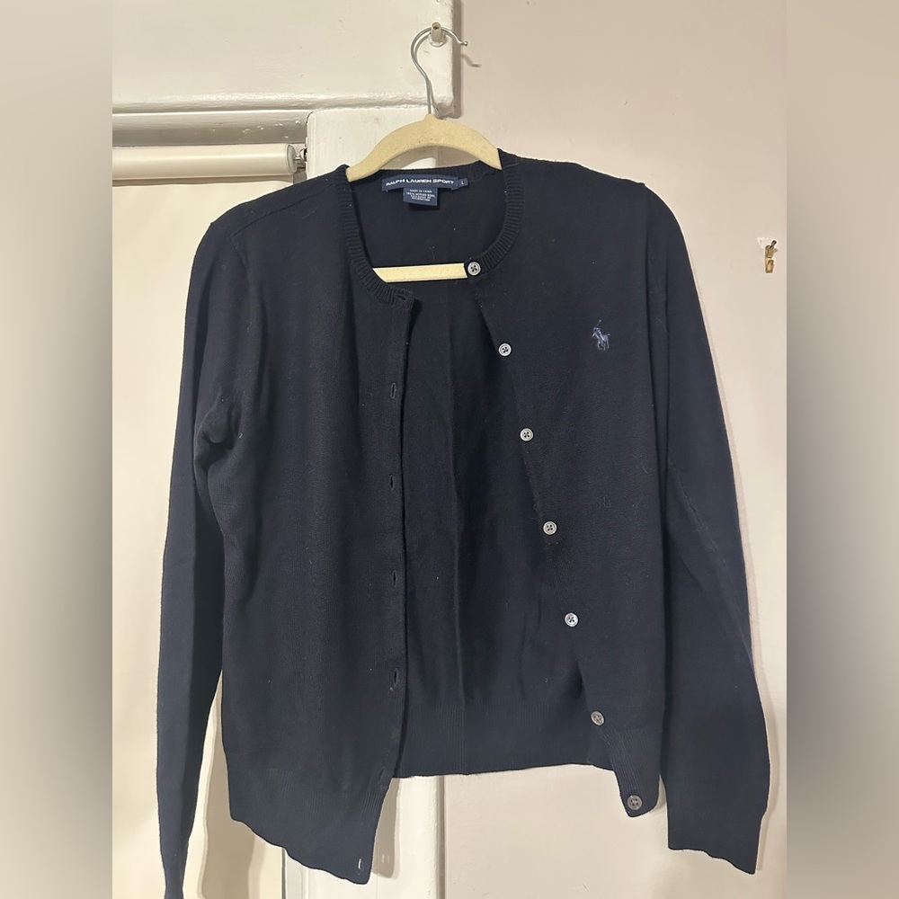 Ralph Lauren Women’s Black 100% Merino Wool Cardigan Sweater